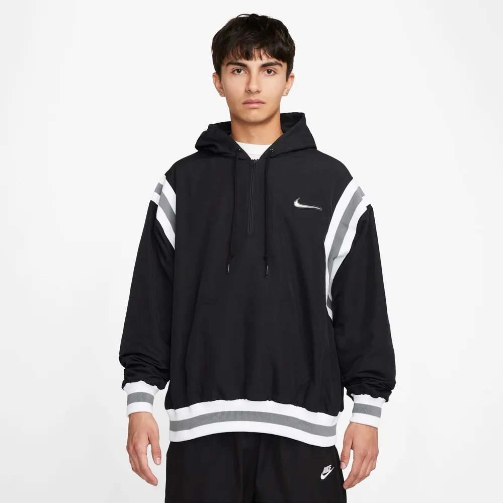 Nike Mens Authentic Woven LND Half-Zip Hoodie - Black/White | Dulles ...