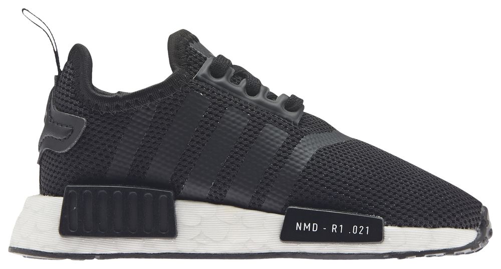 Nmd black shop and white writing