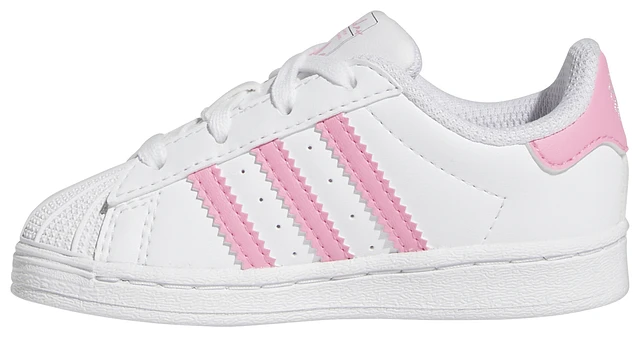 Girls' superstar grade school casual shoes  top white/pink