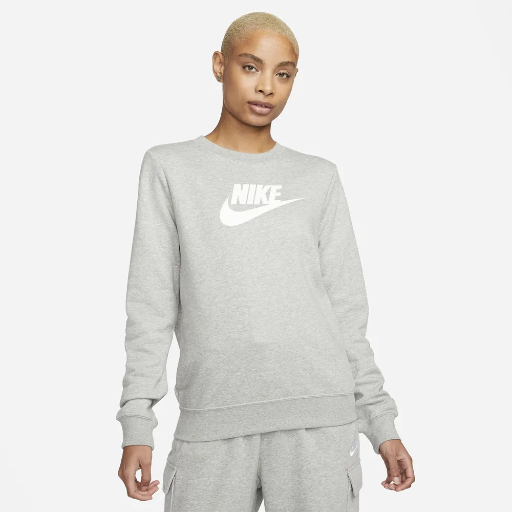 Nike Womens NSW Club Fleece GX Crew Dk Grey Heather White