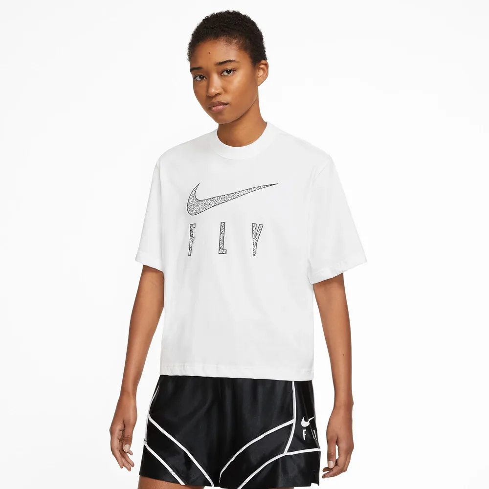 Nike Womens Nike Dri FIT Boxy Swoosh Fly T Shirt Womens White