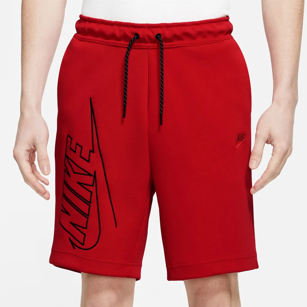 Red nike fleece shorts online