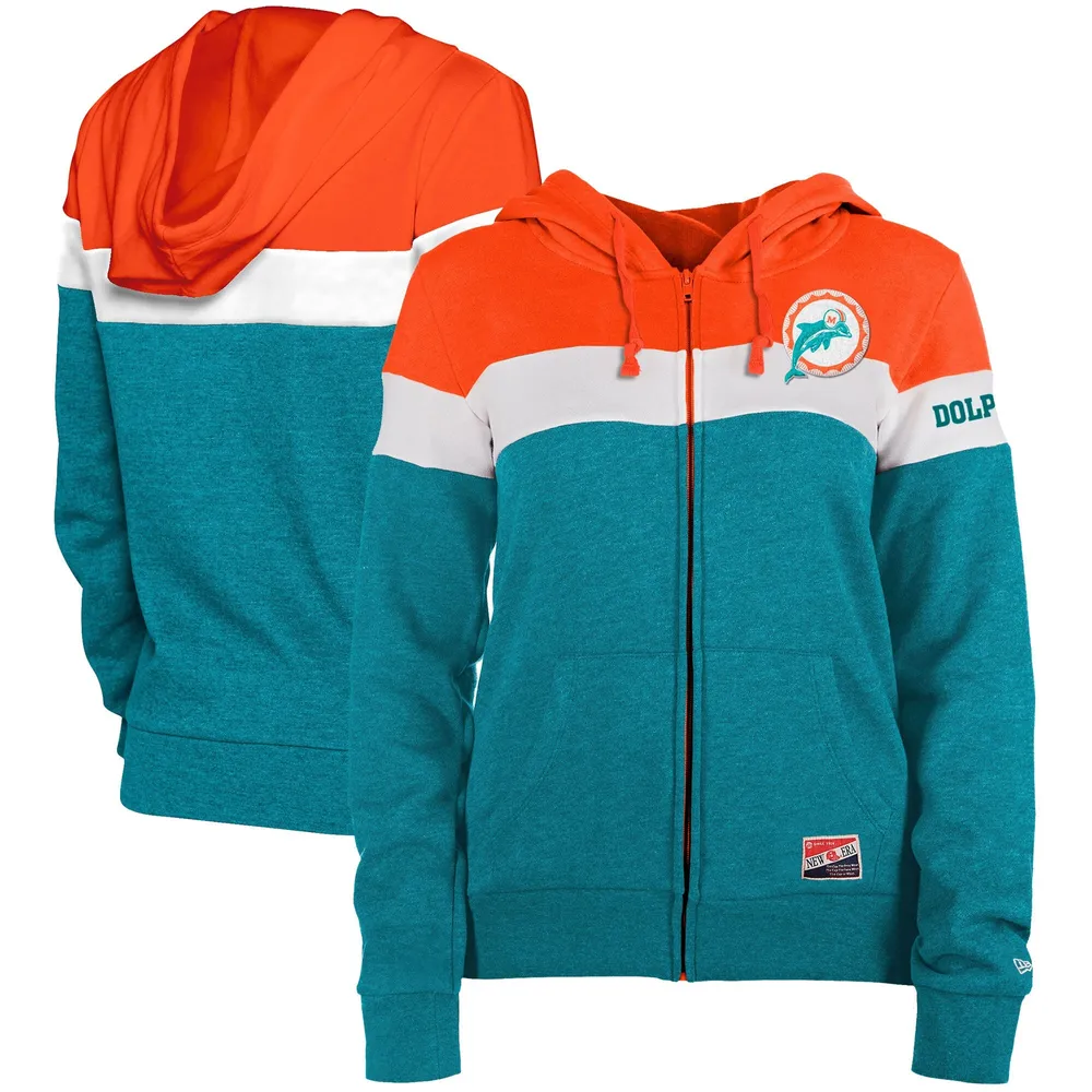 New Era Dolphins Throwback Colorblock Full-Zip Hoodie - Women's | The ...