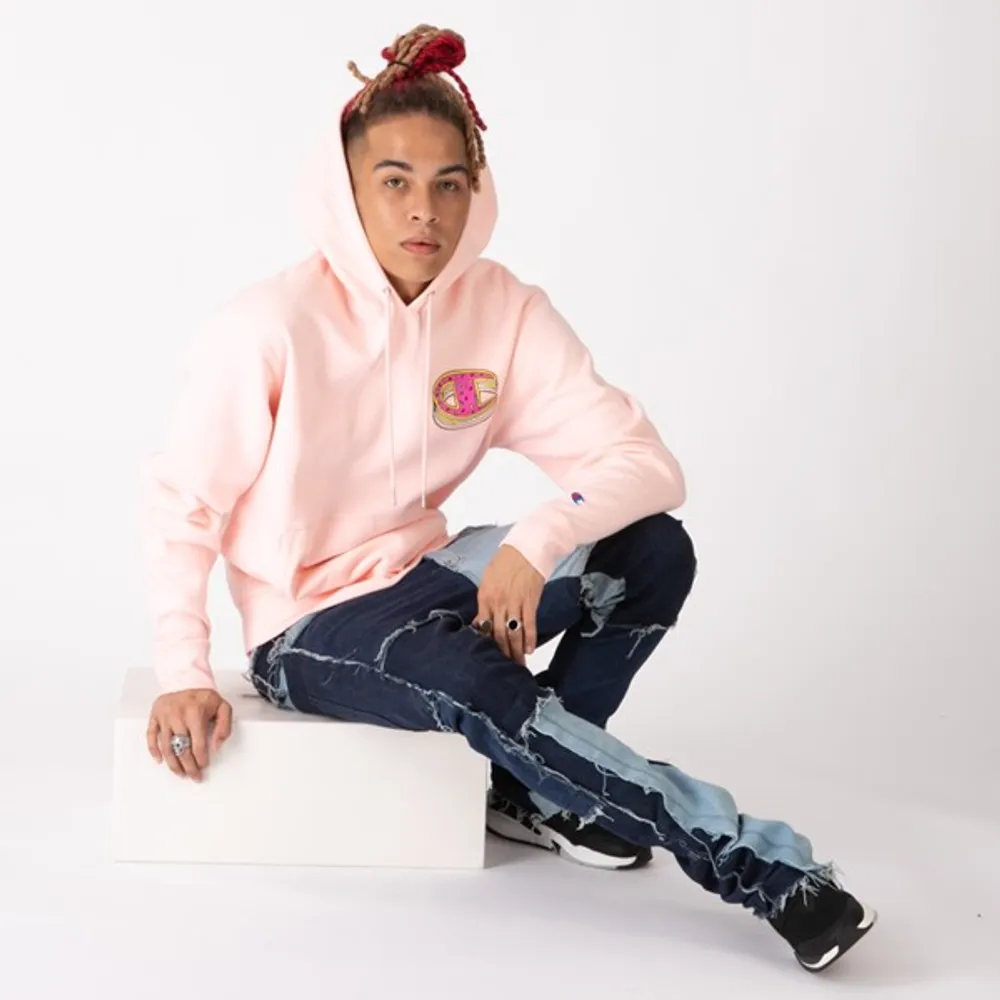 Pink hoodie outlet mens champion