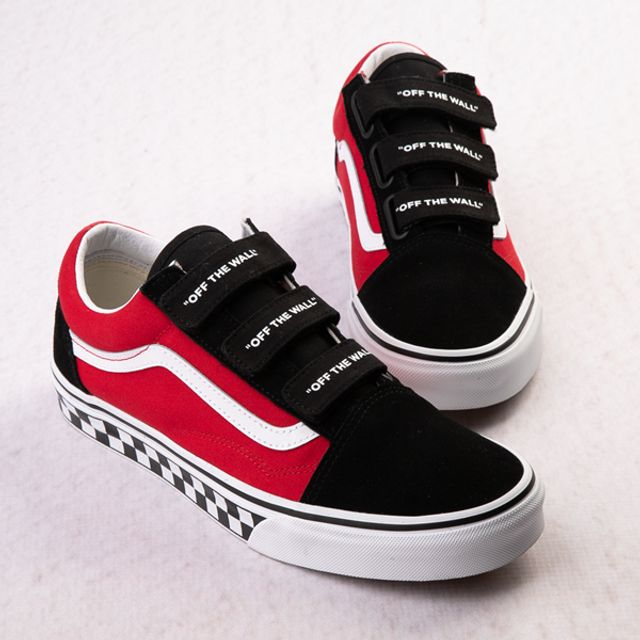 Vans off the wall 2025 shoes red and black