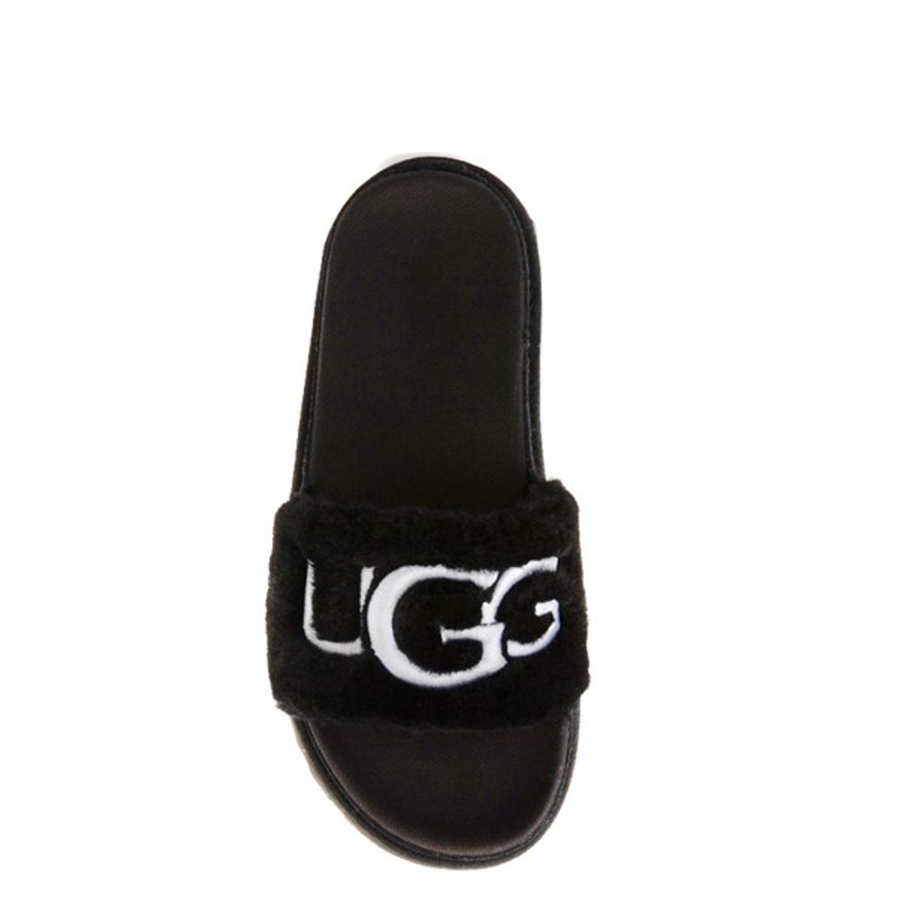 UGG Womens UGG Laton Fur Slide Sandal Black Mall of America