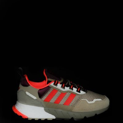 Mens adidas ZX 1K Boost Athletic Shoe - Beige Tone / Solar Red Victory  Crimson