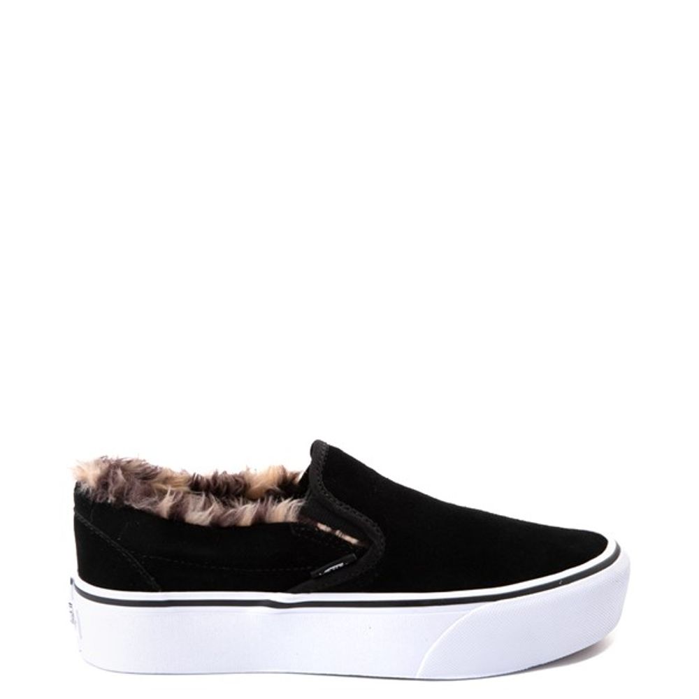 Vans Slip-On Platform Sherpa Skate Shoe - Black / Leopard | Mall of ...