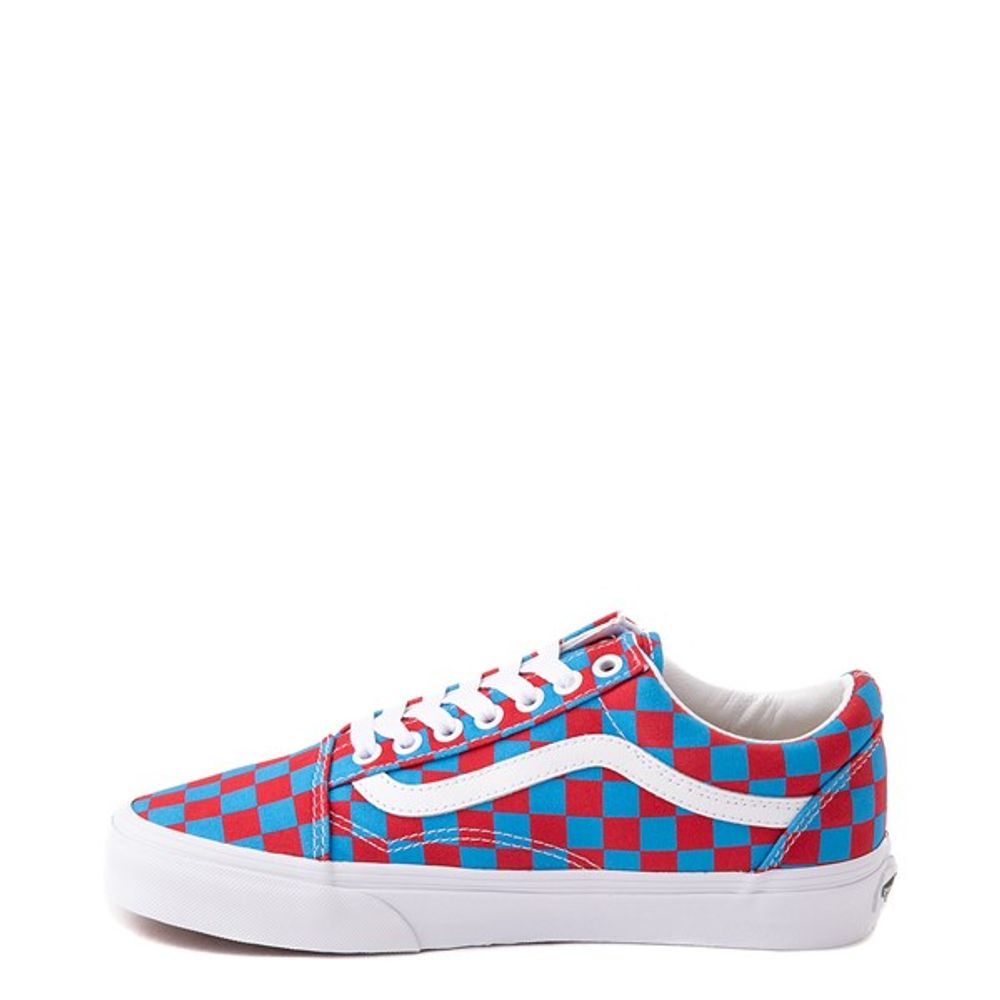 Red and cheap blue checkerboard vans