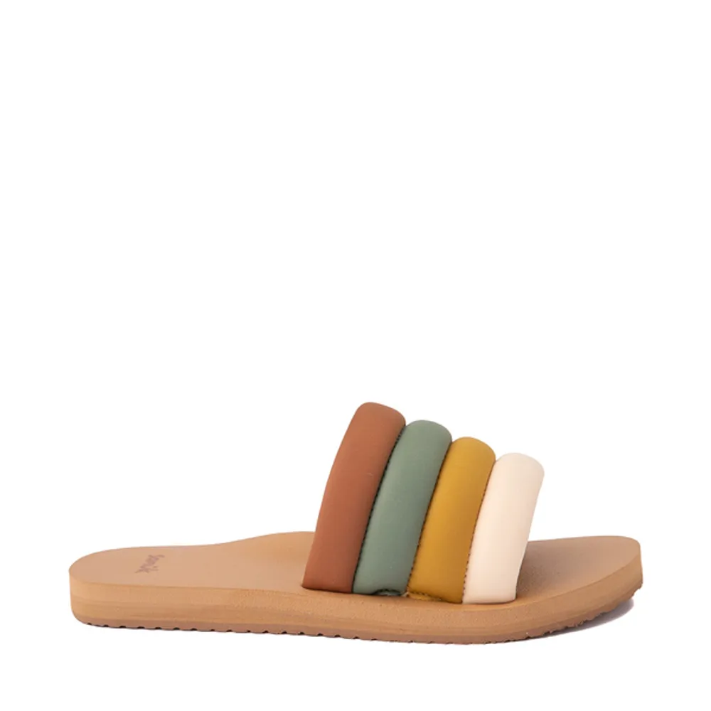 Sanuk Womens Sanuk Puff N Slide Sandal Sage Mustard