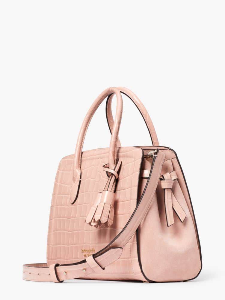 Kate Spade Knott Croc-embossed Leather & Suede Medium Satchel | Mall of ...