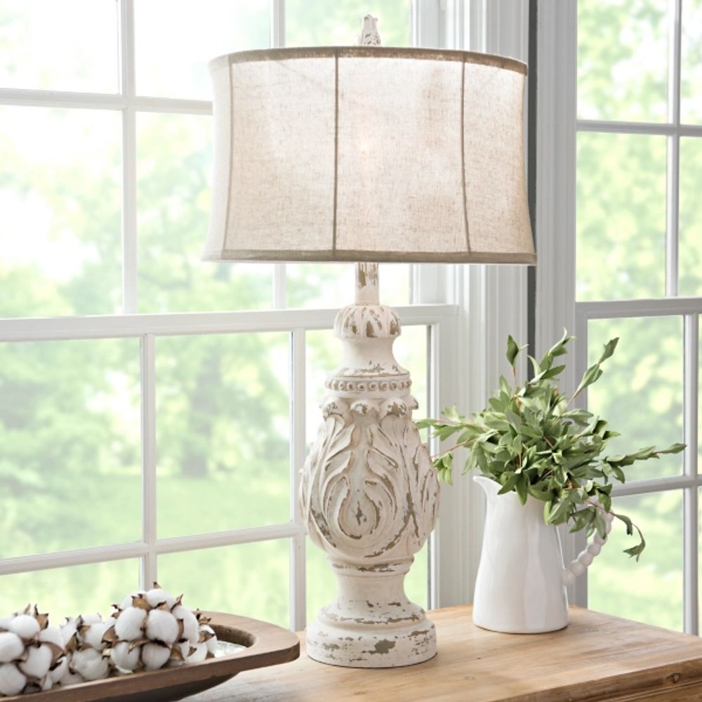 Caroline distressed cream sales table lamp