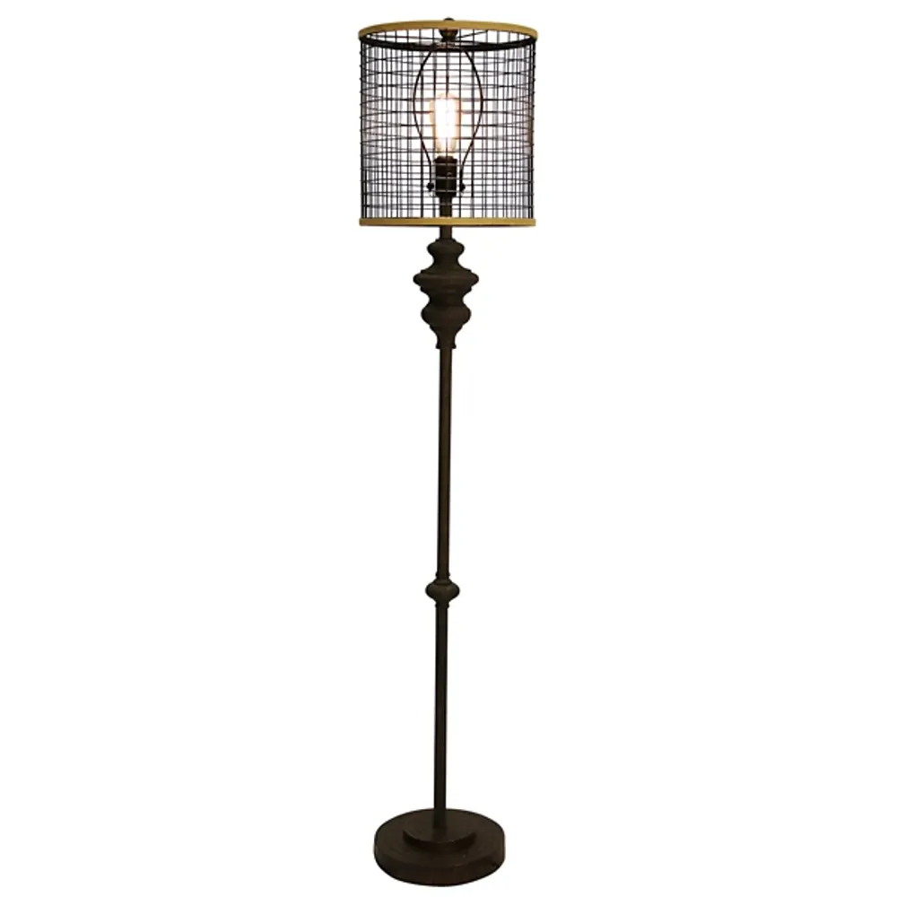 Kirkland's Industrial Edison Bulb Metal Mesh Shade Floor Lamp