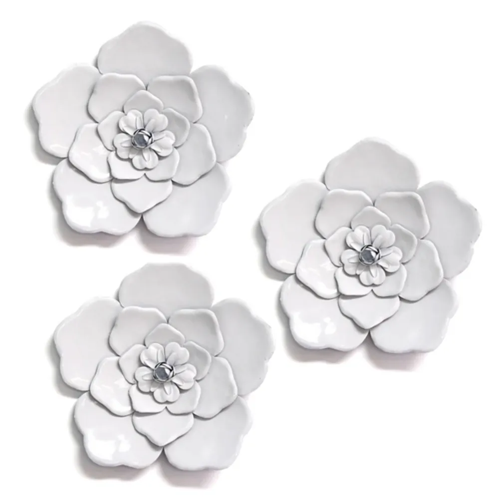 Kirkland's White Metal Flower Wall Plaques, Set of 3 Hamilton Place