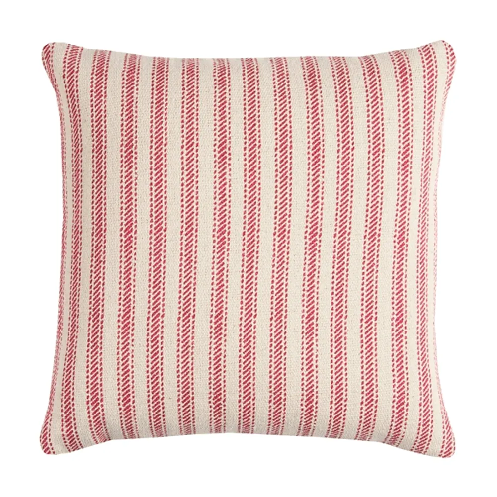 Kirkland's Red and Natural Ticking Stripe Pillow Hamilton Place