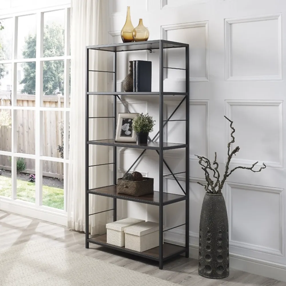 Kirkland's Metal XFrame Dark Walnut Wood 4Tier Bookshelf Hamilton Place