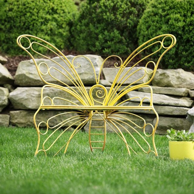 Yellow butterfly 2024 garden bench