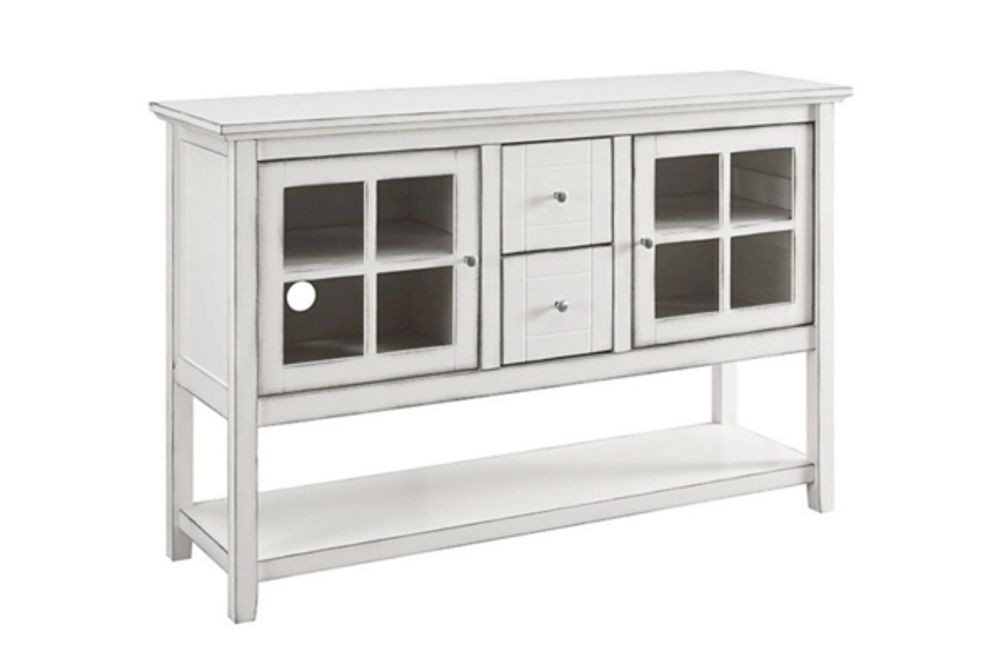 Kirklands Antique White Wood TV Stand Console Table Hamilton Place