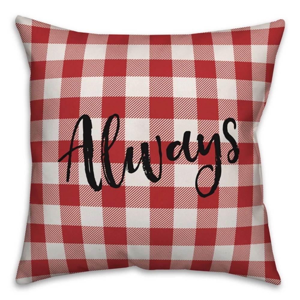 Kirkland's Red Buffalo Check Forever Always Valentine Pillow Hamilton