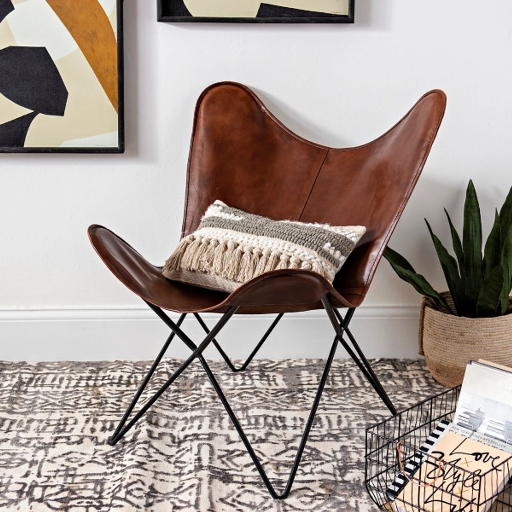 Kirkland's Leather Butterfly Chair Alexandria Mall