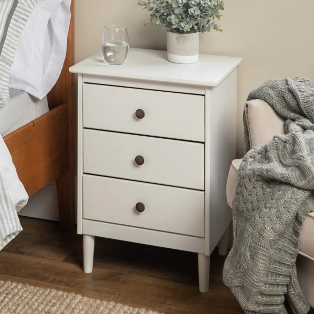 Kirklands White 3Drawer Wood Nightstand Hamilton Place