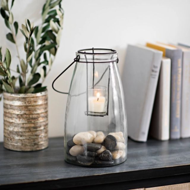 Kirklands Clear Glass Lantern With Metal Insert at Hamilton Place