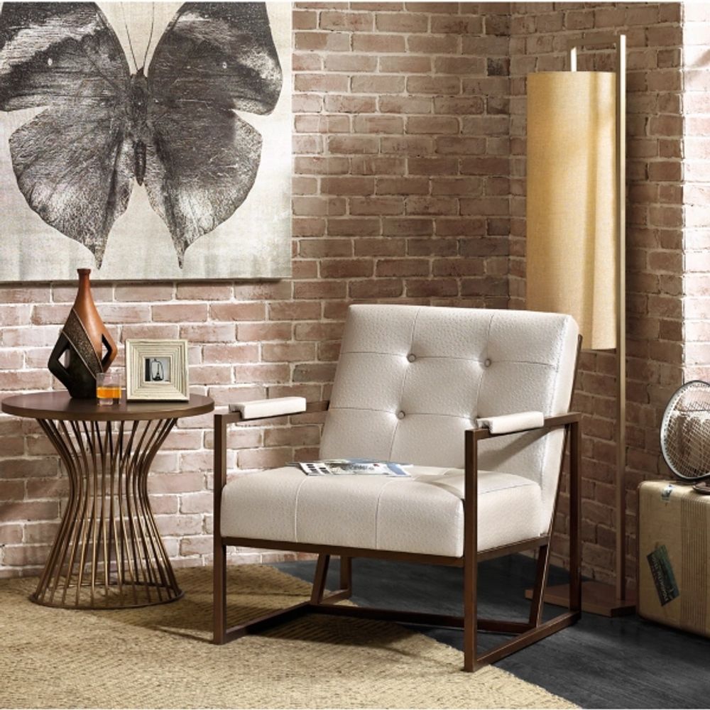 Kirkland's White Walden Faux Leather Accent Chair Alexandria Mall