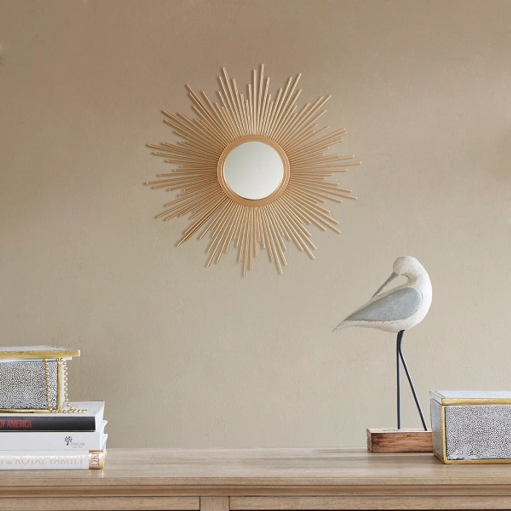 Kirkland's Golden Sunburst Small Decorative Wall Mirror Hamilton Place