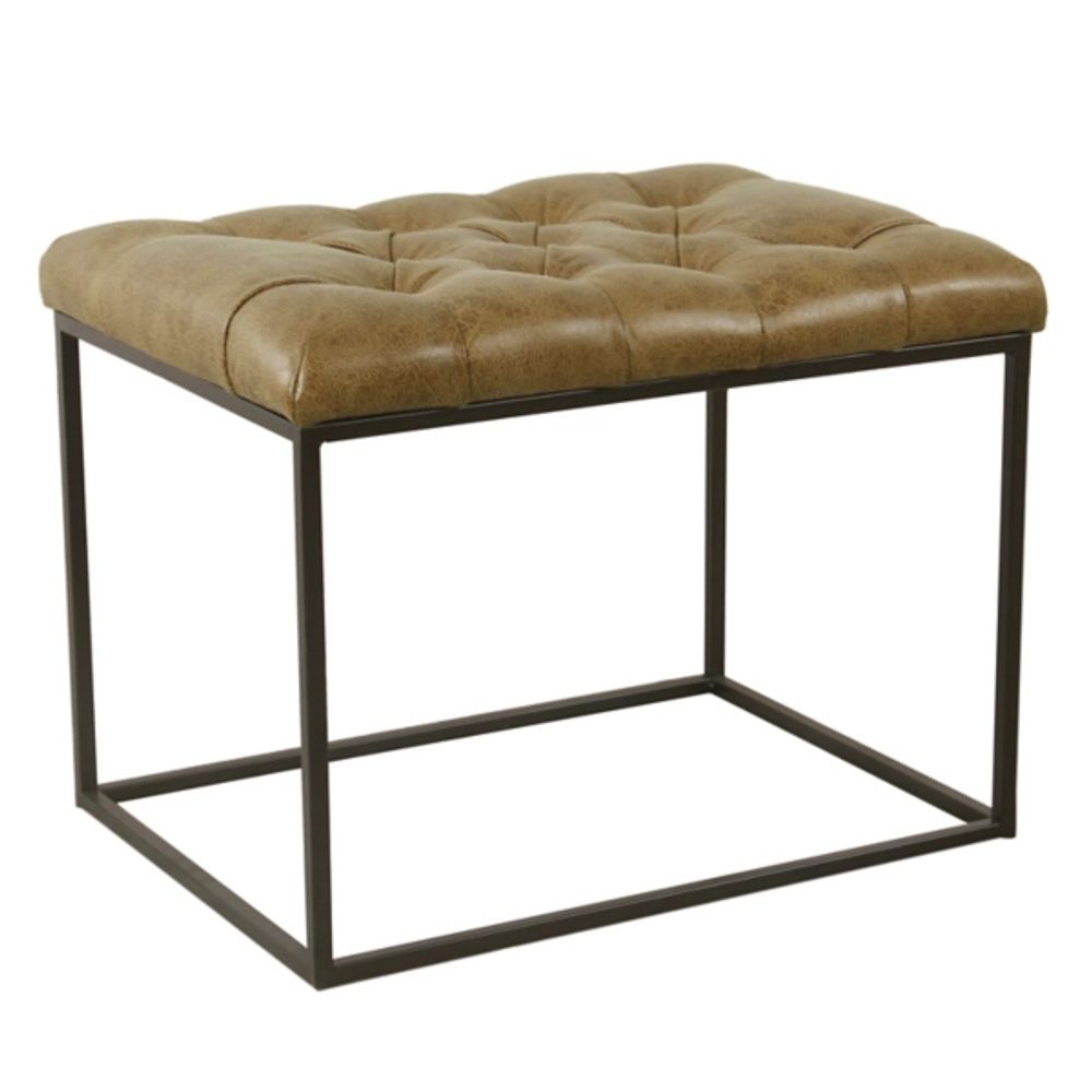 Kirkland's Brown Tufted Faux Leather Ottoman Alexandria Mall
