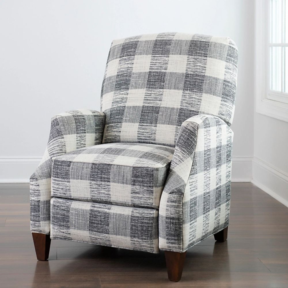 Kirkland's Gray and White Buffalo Check Recliner Alexandria Mall