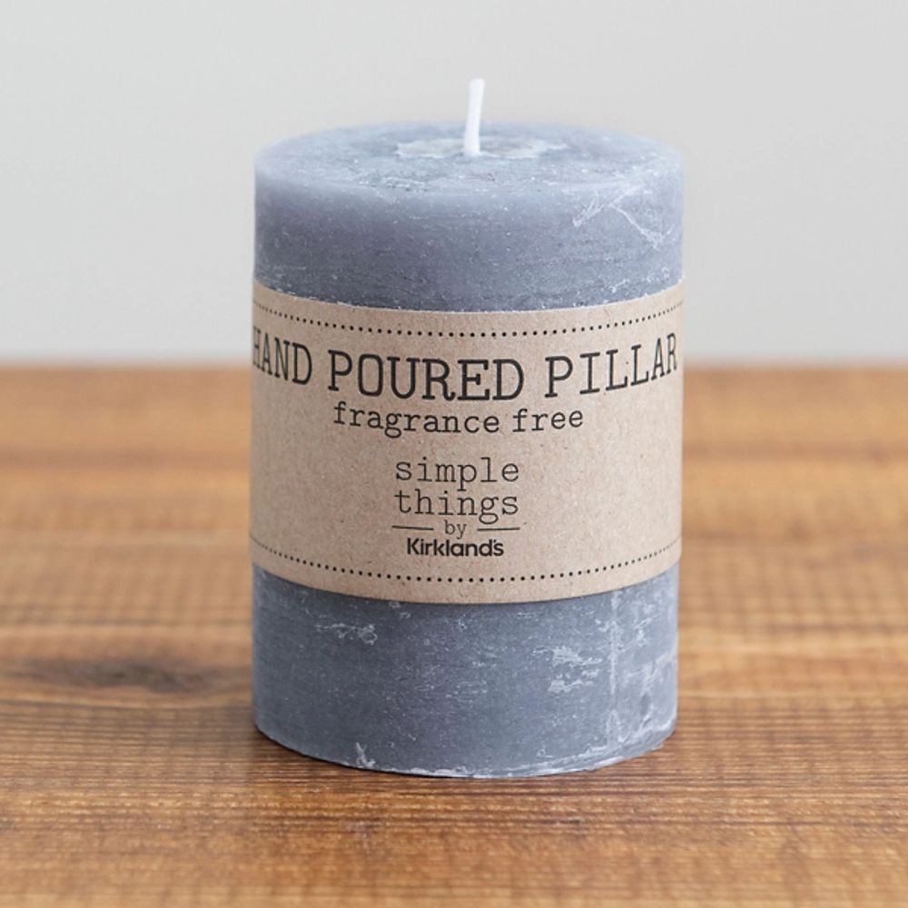 Kirklands Gray Pillar Unscented Candle | Hamilton Place