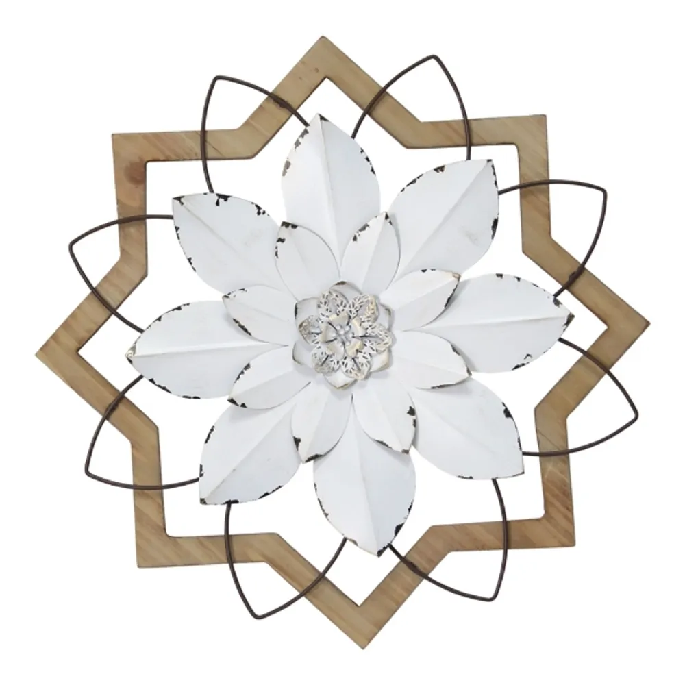 Kirkland's White Metal and Wood Flower Wall Plaque Hamilton Place