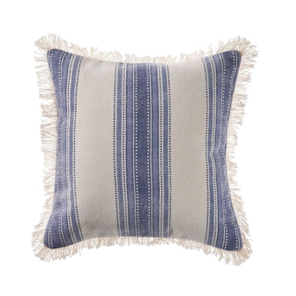 Kirklands Blue and Cream Striped Accent Pillow Hamilton Place