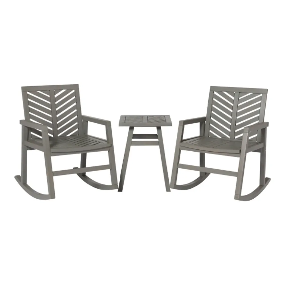 Kirklands Gray Outdoor Rocking Chair and Table 3pc. Set Hamilton Place
