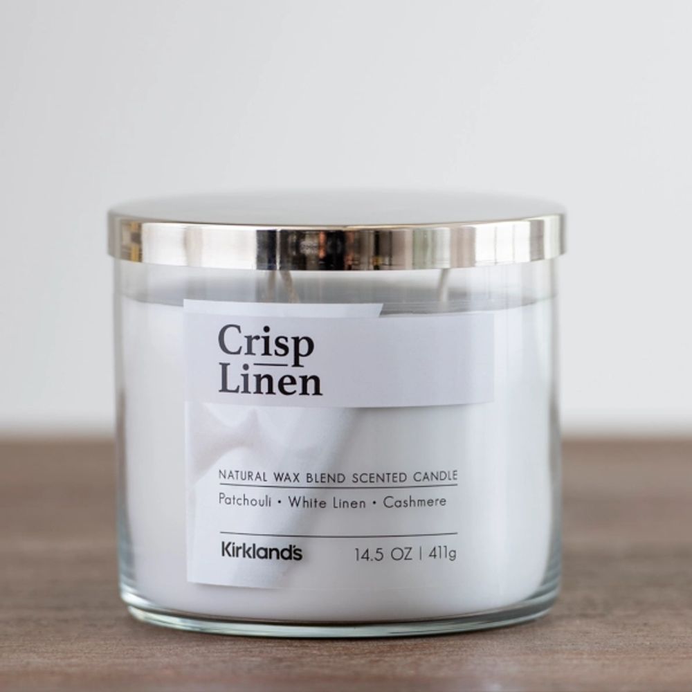 Kirkland's Crisp Linen 3Wick Jar Candle Hamilton Place