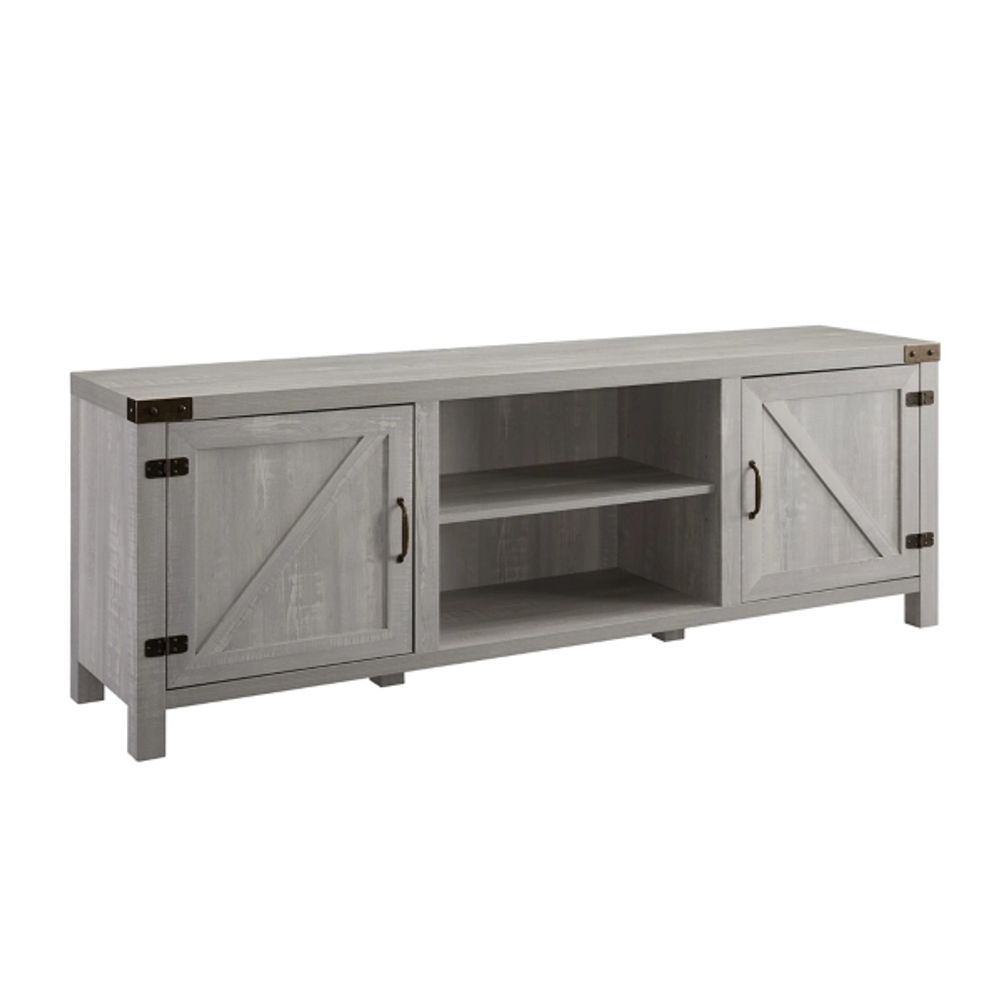 Kirklands Stone Gray Barn Door TV Stand Hamilton Place