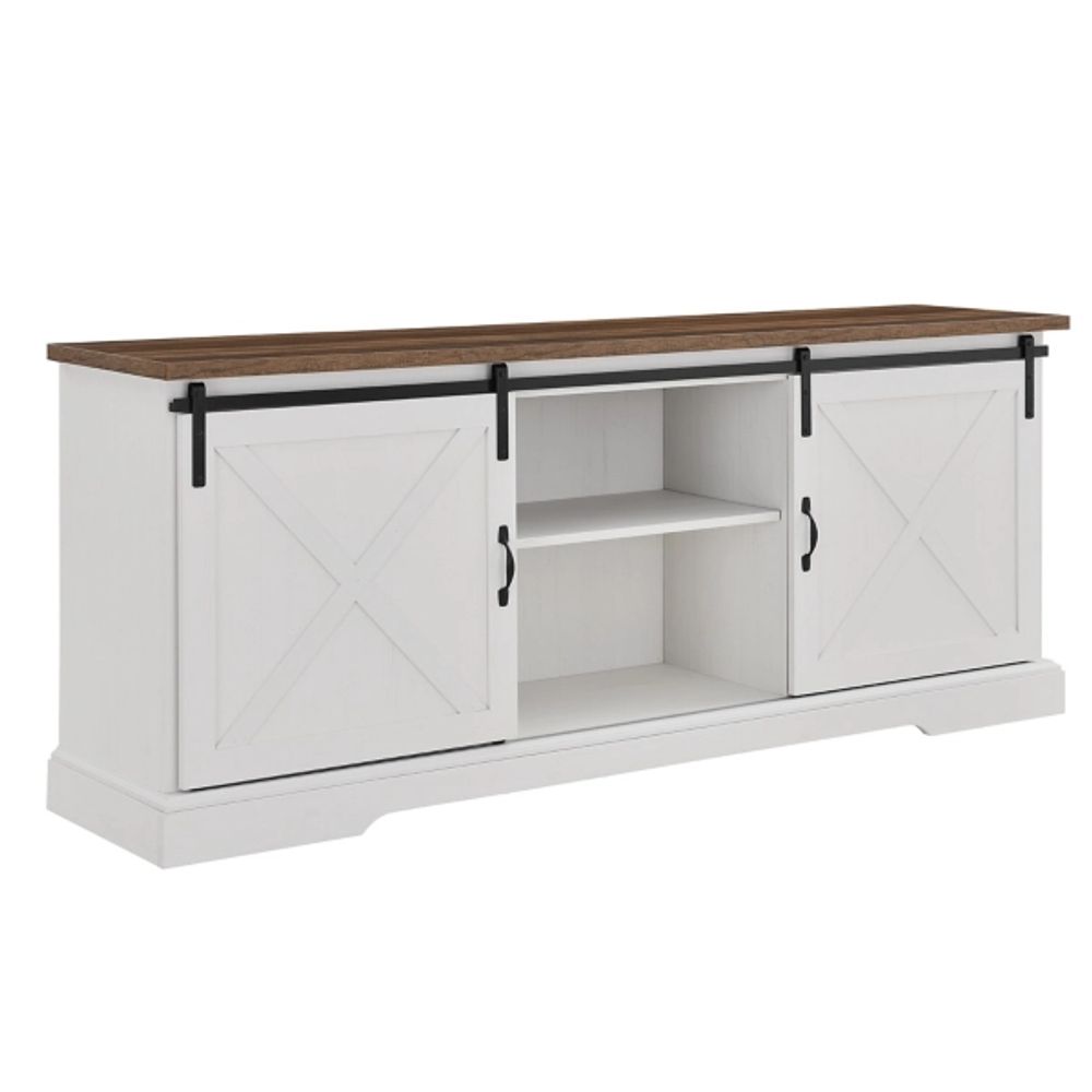 Kirklands White Sliding Barn Door Media Cabinet | Hamilton Place