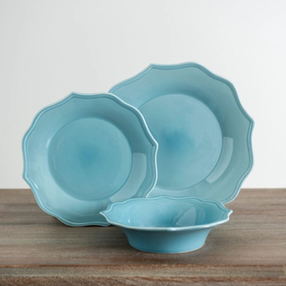Kirkland's Turquoise Scalloped 12Pc. Dinnerware Set Alexandria Mall