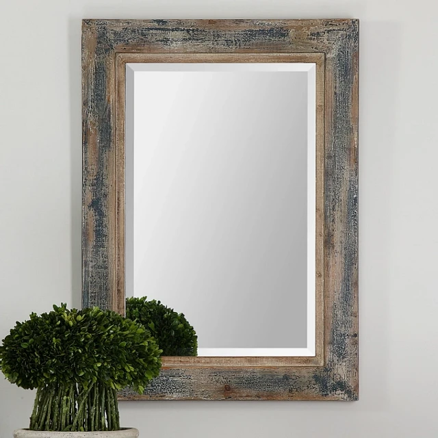 Kirklands Distressed Wood Frame Wall Mirror at Hamilton Place in