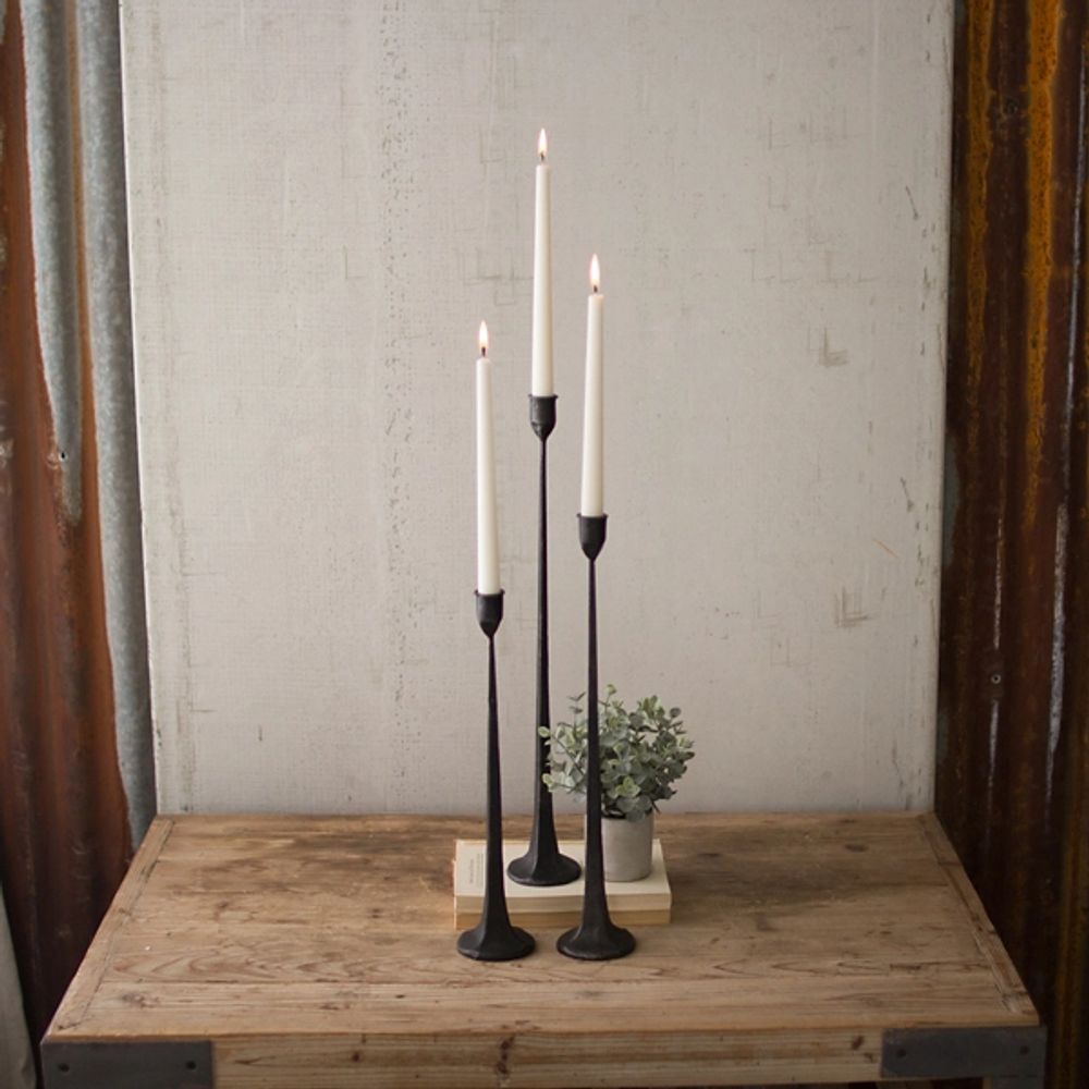 Kirklands Black Cast Iron Taper Candle Holders, Set of 3 | Hamilton Place