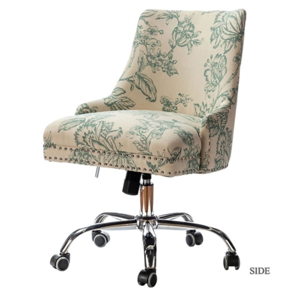 Kirkland's Light Blue and Cream Floral Office Chair Alexandria Mall