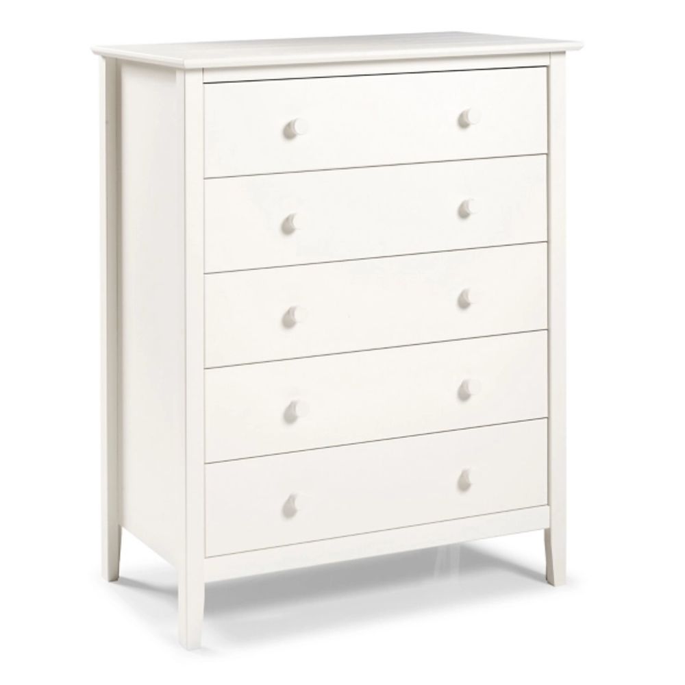 Kirklands White Brazilian Pine Wood 5-Drawer Chest | Hamilton Place