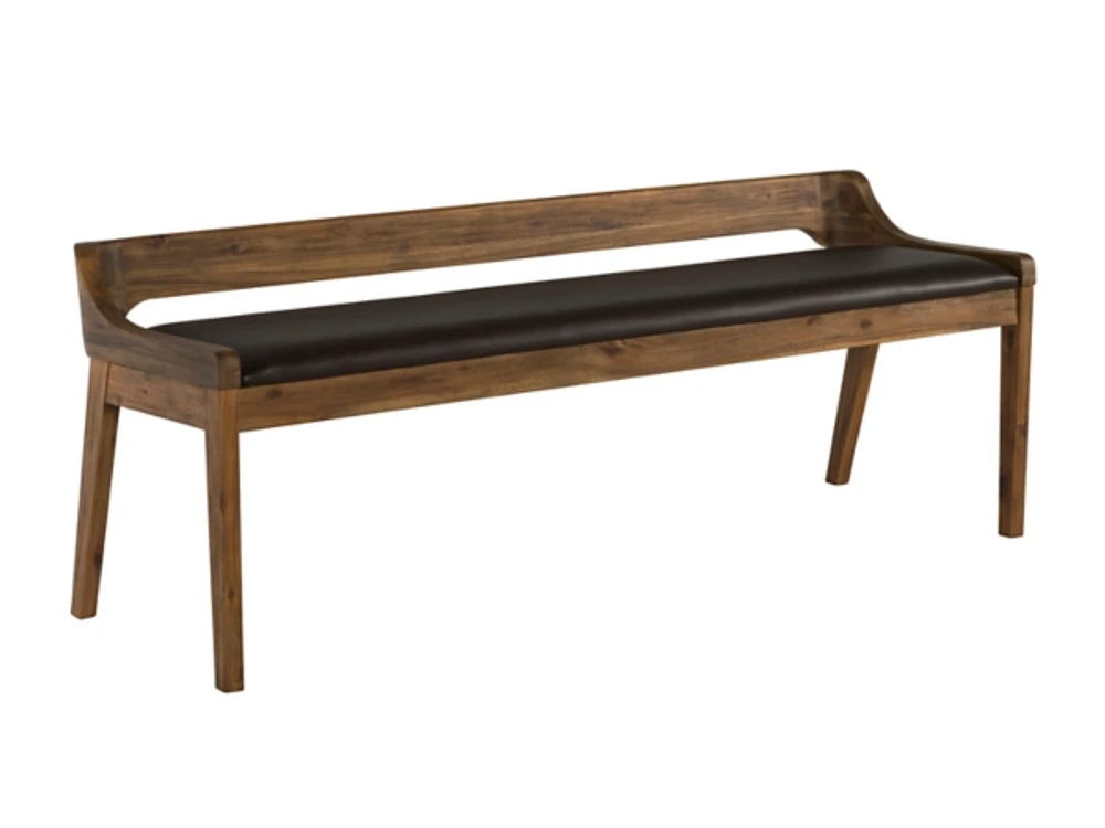 Kirklands Chestnut Acacia Wood Cushioned Bench | Hamilton Place