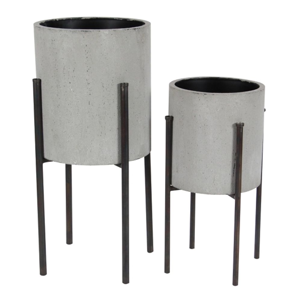Kirklands Gray and Black Solid Iron Plant Stands, Set of 2 Hamilton Place