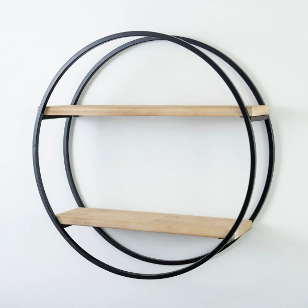Kirklands Circle Double Wood Wall Shelf, 25 in. | Hamilton Place