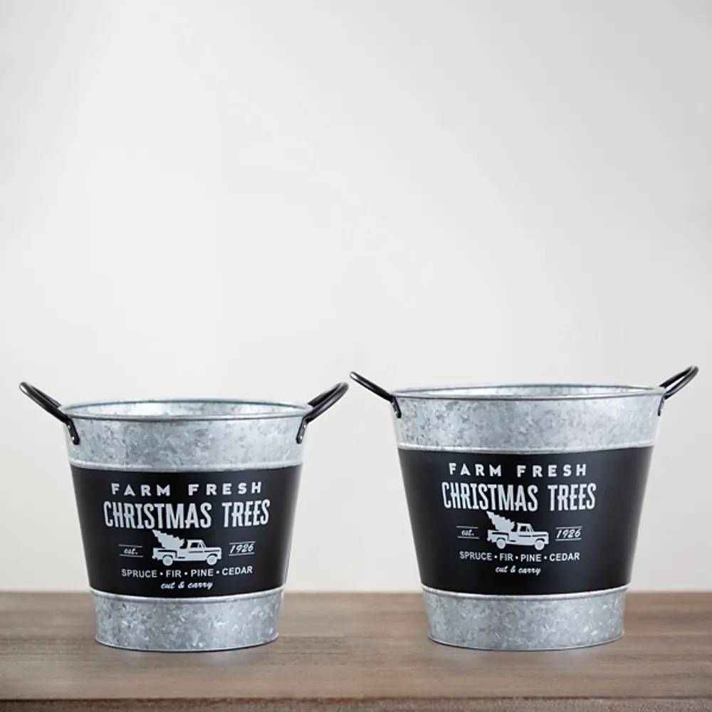 Kirkland's Farm Fresh Christmas Tree Buckets, Set of 2 | Hamilton Place