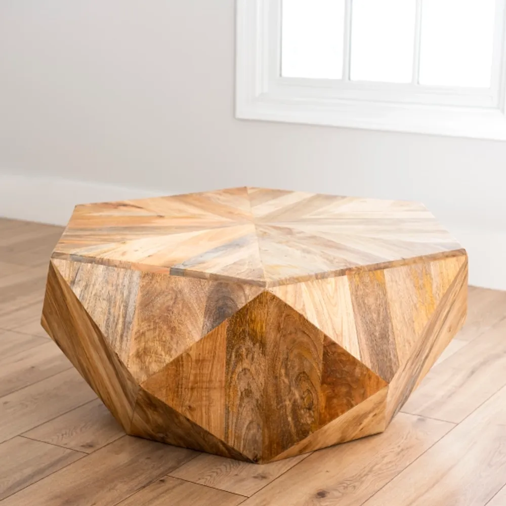 Hexagon side store table with storage