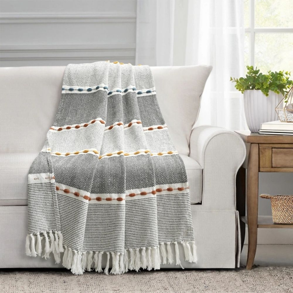 Kirklands Multicolor Herringbone Stripe Throw | Hamilton Place