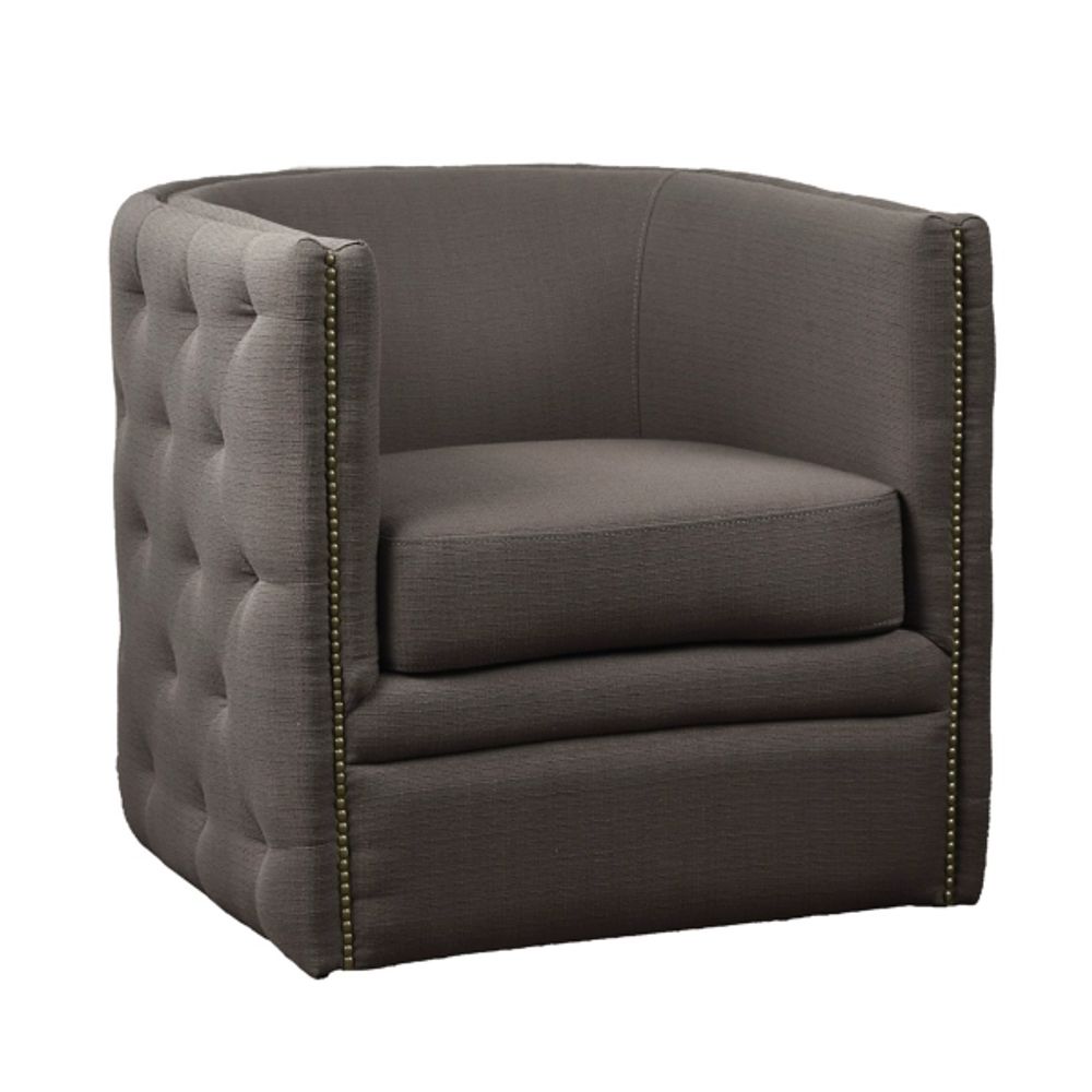 Kirkland's Taupe Button Tufted Swivel Accent Chair Alexandria Mall
