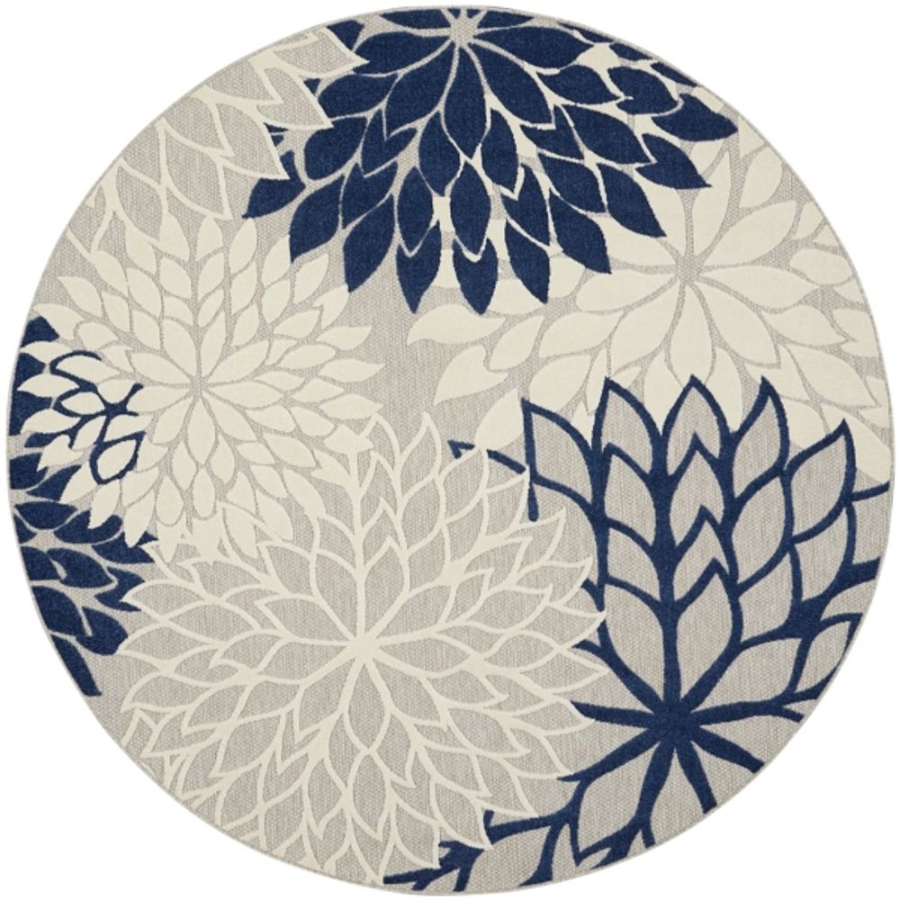 Kirkland's Navy Floral Burst Round Outdoor Area Rug, 7x7 Alexandria Mall